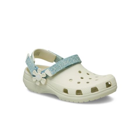 Crocs - Giày Trẻ Em Classic Clog K Denim Flower Summit White