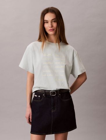 Calvin Klein - Áo Thun Tay Ngắn Nữ Cropped Boxy Graphic Tee
