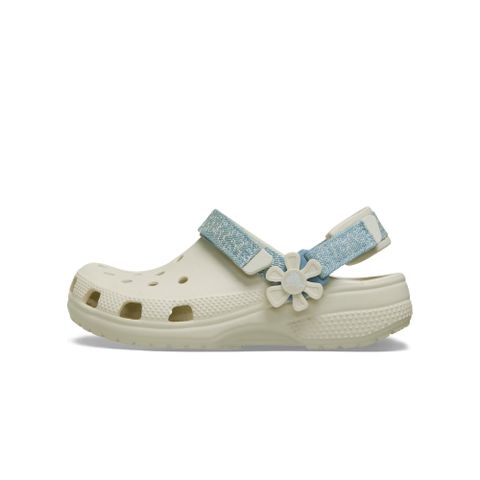 Crocs - Giày Trẻ Em Classic Clog K Denim Flower Summit White