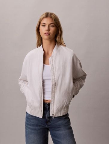 Calvin Klein - Áo Bomber Nữ Linen Bomber Jacket