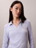 Calvin Klein - Áo polo dệt kim tay dài nữ Woven Monologo Rib Collared Top