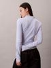 Calvin Klein - Áo polo dệt kim tay dài nữ Woven Monologo Rib Collared Top