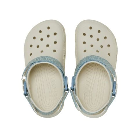 Crocs - Giày Trẻ Em Classic Clog K Denim Flower Summit White