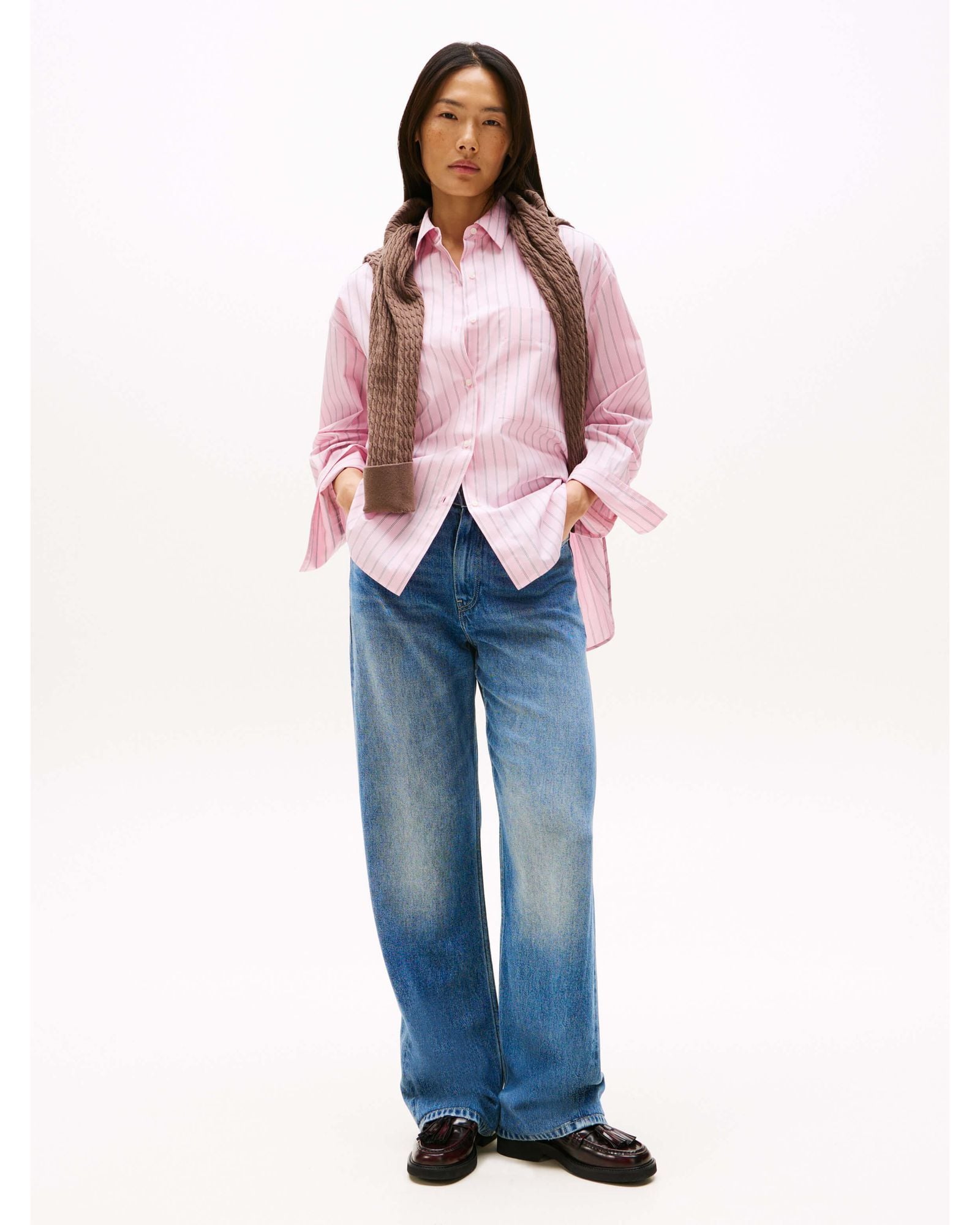 Tommy Hilfiger - Áo sơ mi tay dài nữ Essential Poplin New Easy Shrt