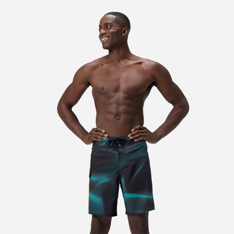 Speedo - Quần đi biển nam The Lookout Print Brdshrt 18" Blue/Green Swimming