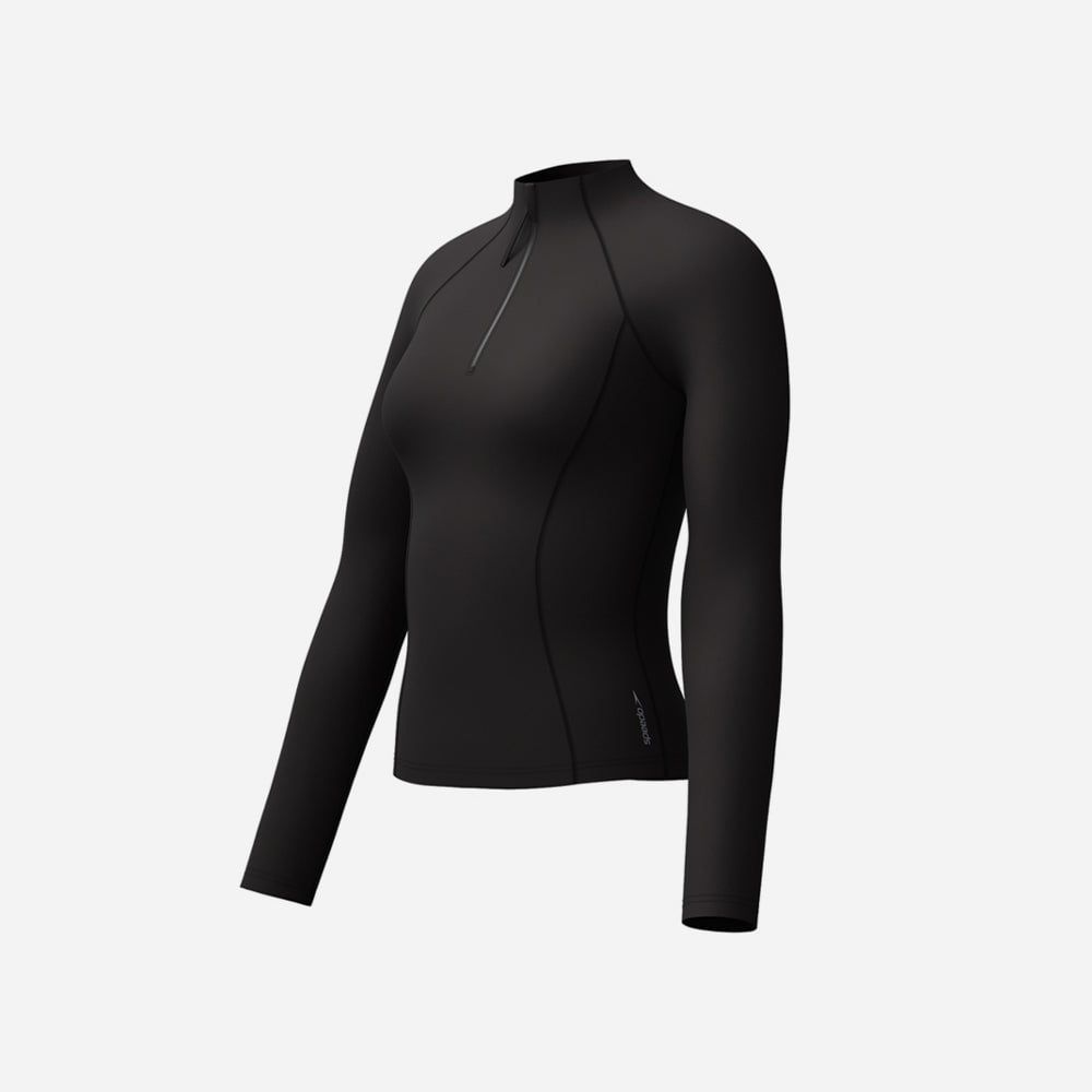 Speedo - Áo bơi tay dài chống nắng nữ Ls Rashguard Black Swimming