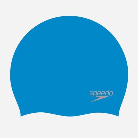 Speedo - Nón bơi nam nữ Moulded Silc Cap Au Blue Silver Swimming
