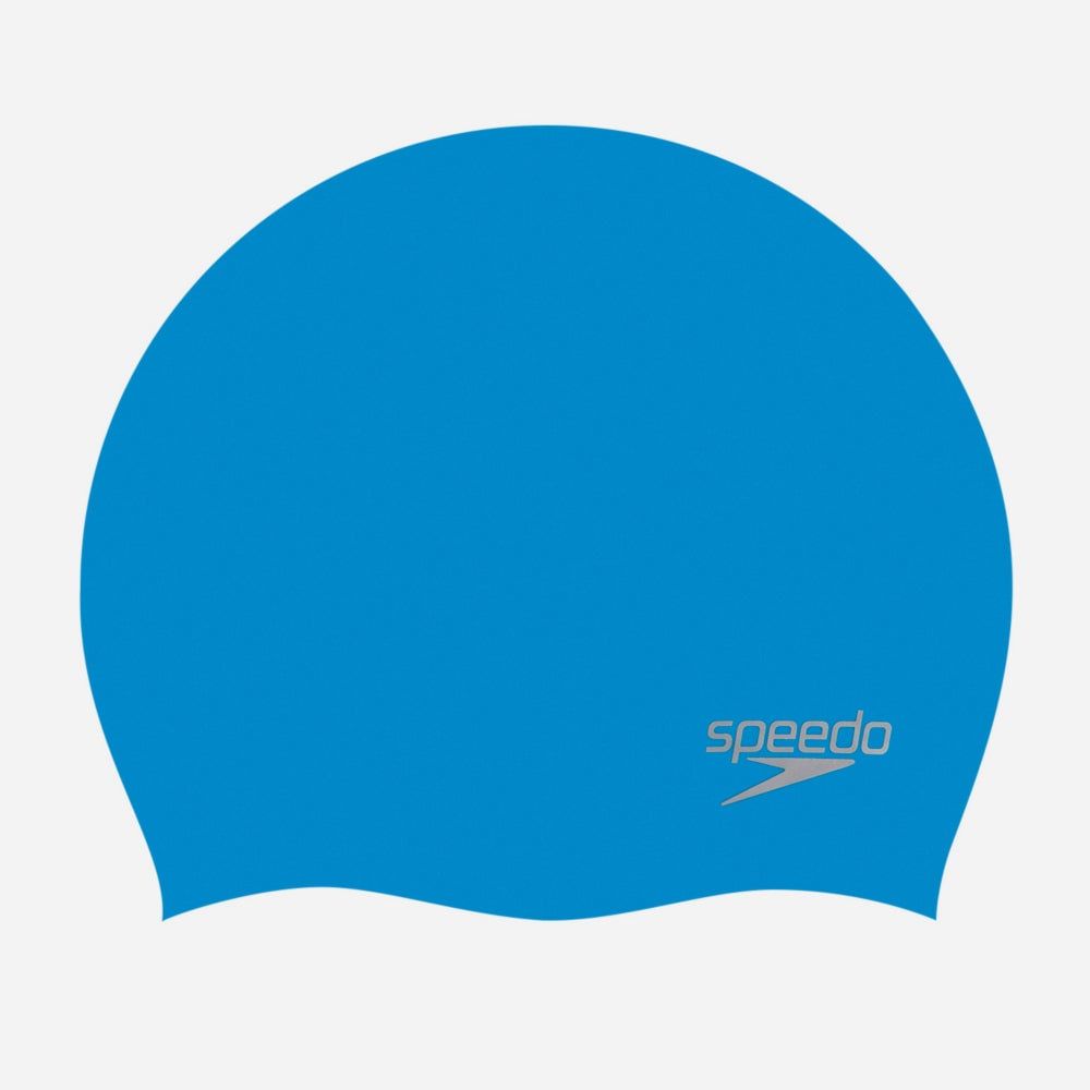 Speedo - Nón bơi nam nữ Moulded Silc Cap Au Blue Silver Swimming