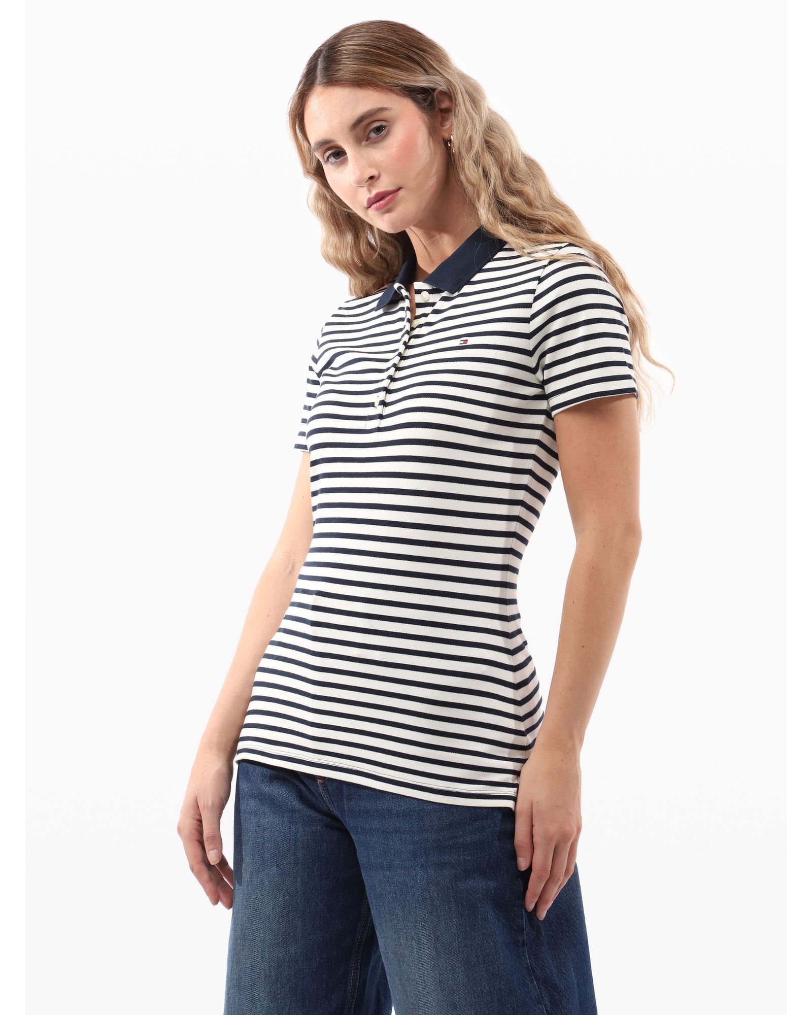 Tommy Hilfiger - Áo thun có cổ polo tay ngắn nữ Heritage Slim Pique Polo