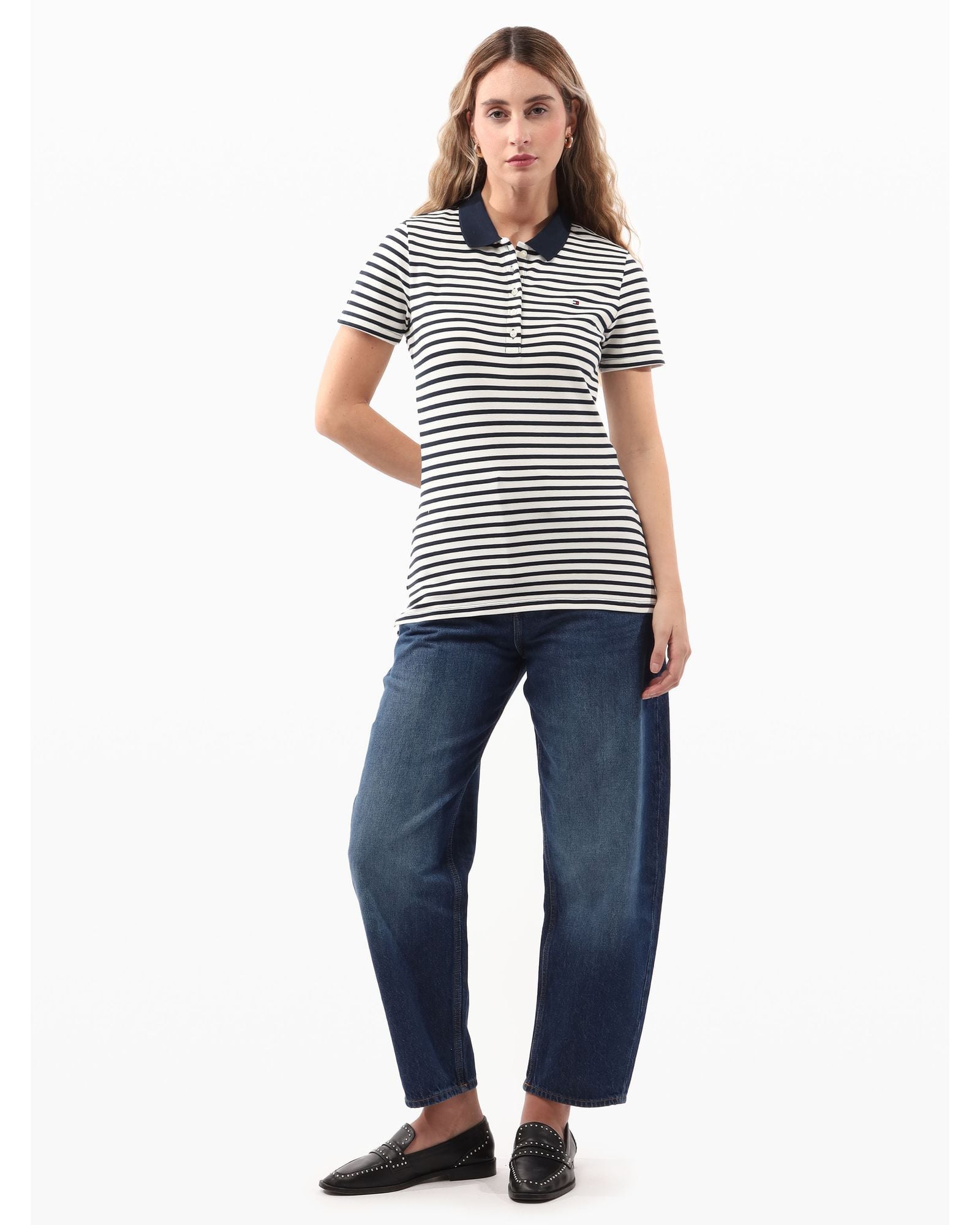 Tommy Hilfiger - Áo thun có cổ polo tay ngắn nữ Heritage Slim Pique Polo