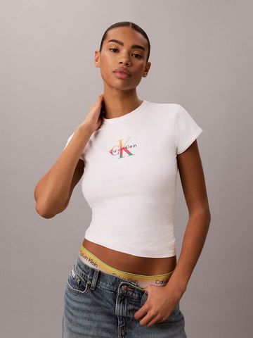 Calvin Klein - Áo Thun Tay Ngắn Nữ Pride Monologo Baby Tee