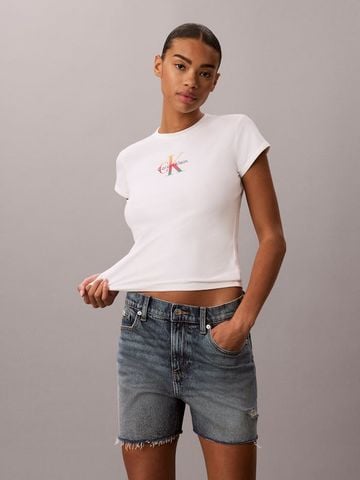 Calvin Klein - Áo Thun Tay Ngắn Nữ Pride Monologo Baby Tee