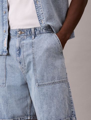 Calvin Klein - Quần Jean Ngắn Nam Cotton Linen Denim Shorts - 3