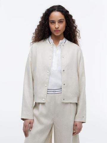 Tommy Hilfiger - Áo Bomber Nữ Premium Linen Bomber