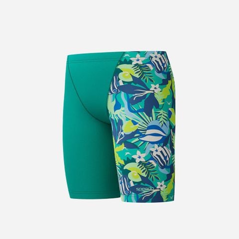 Speedo - Quần bơi bé trai Allover Leg V Cut Jam Blue/Green Swimming