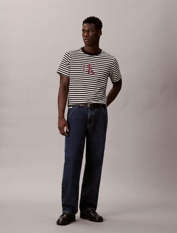 Calvin Klein - Áo phông thời trang nam Monogram Logo Stripe Relaxed T-Shirt - 4