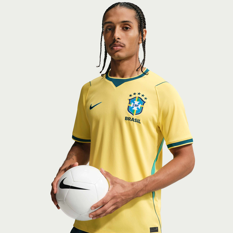 Nike - Áo Tay Ngắn Thể Thao Nam Brazil 2026 Stadium Home Dri-FIT Football Replica Shirt