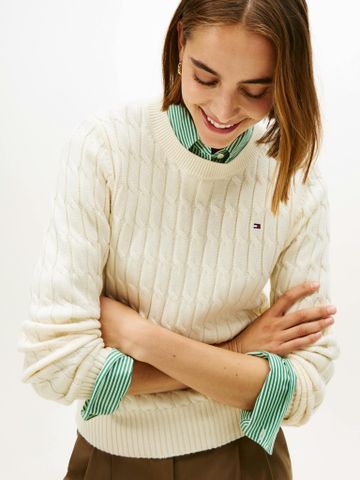 Tommy Hilfiger - Áo Sweater Nữ Co Cable Mid Gg Crew Neck Long Sleeve Sweater