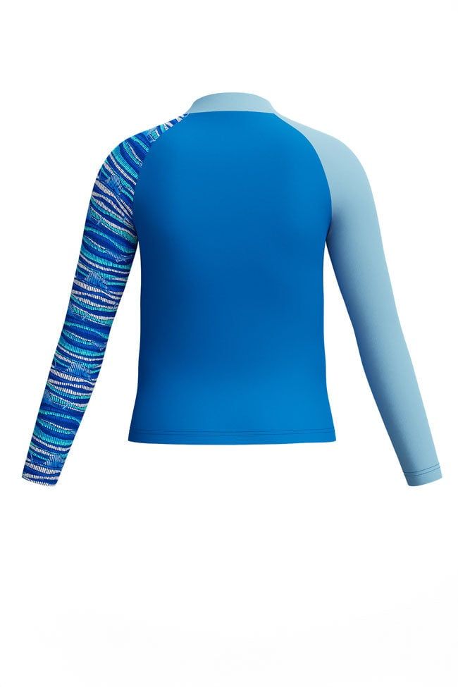 Speedo - Áo bơi tay dài chống nắng bé trai Speedo Junior Boys Lagoon Blue Print L/S Sun Top