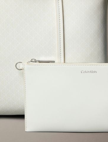 Calvin Klein - Túi Tote Nữ Allover Monogram Logo Small Tote Bag With Pouch