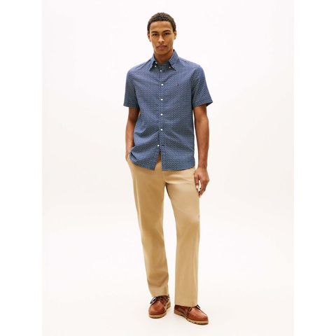 Tommy Hilfiger - Áo Sơ Mi Tay Ngắn Nam Classic Linen Blend 2Tone Shirt