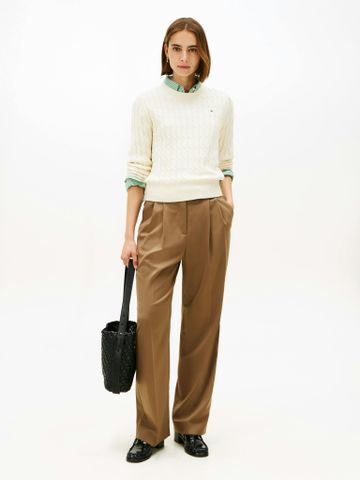 Tommy Hilfiger - Áo Sweater Nữ Co Cable Mid Gg Crew Neck Long Sleeve Sweater