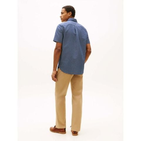 Tommy Hilfiger - Áo Sơ Mi Tay Ngắn Nam Classic Linen Blend 2Tone Shirt