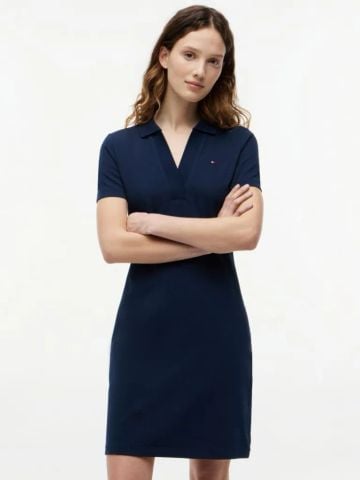 Tommy Hilfiger - Đầm Polo Nữ Slim Open V-Neck Polo Dress