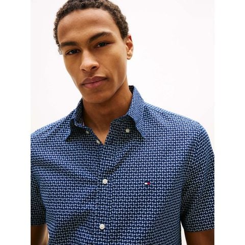 Tommy Hilfiger - Áo Sơ Mi Tay Ngắn Nam Classic Linen Blend 2Tone Shirt