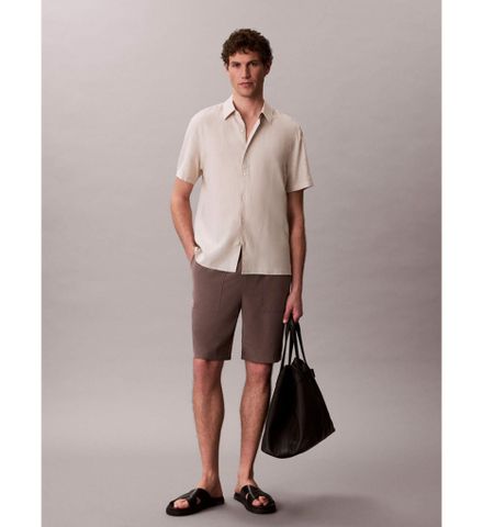 Calvin Klein - Áo Sơ Mi Nam SS Solid Linen Classic Shirt