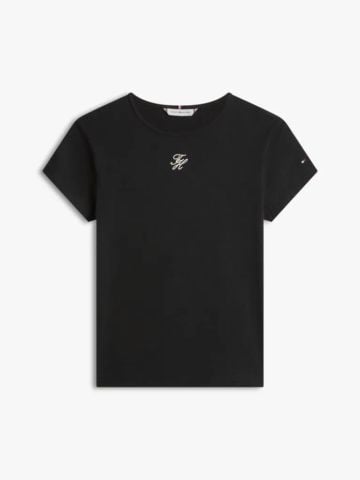 Tommy Hilfiger - Áo Thun Tay Ngắn Nữ Textured Logo Slim Jersey T-Shirt - 2