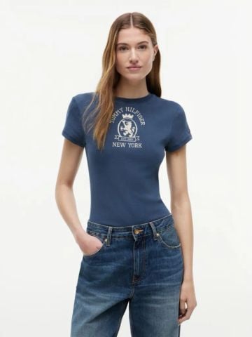 Tommy Hilfiger - Áo Thun Tay Ngắn Nữ Washed Crest Slim T-Shirt