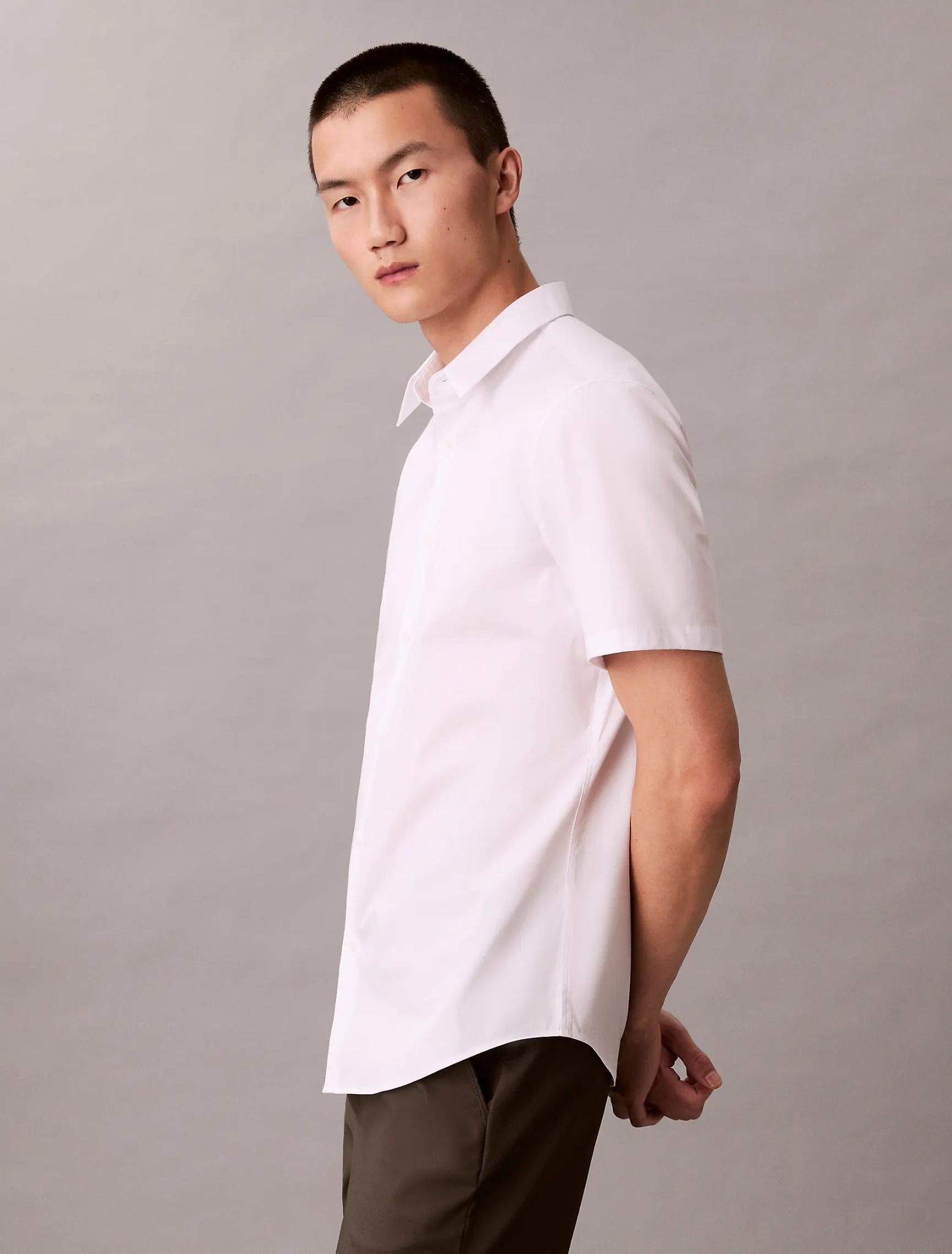 Calvin Klein - Áo sơ mi tay ngắn nam CK Solid Stretch Slim Shirt