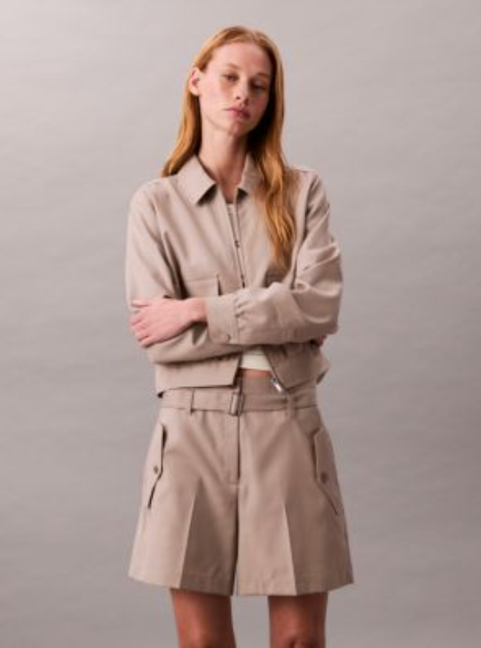 Calvin Klein - Quần ngắn nữ Wool Blend Herringbone Utility Shorts