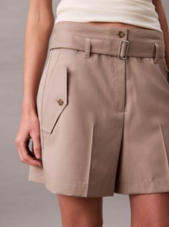 Calvin Klein - Quần ngắn nữ Wool Blend Herringbone Utility Shorts
