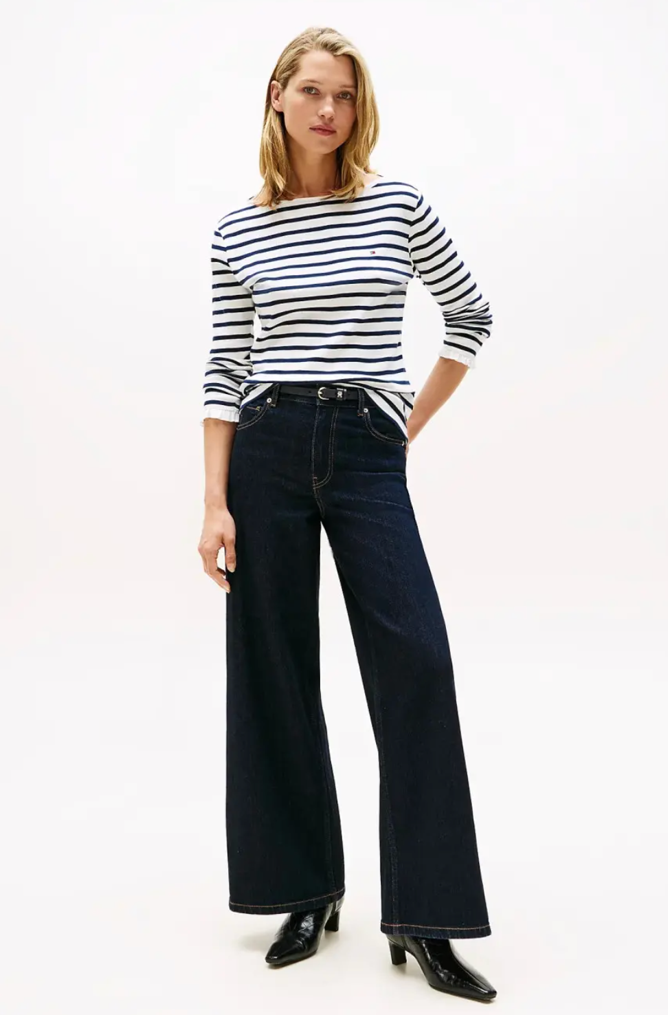 Tommy Hilfiger - Áo nỉ tay dài nữ TH Rib Frill Boat Sweattshirt