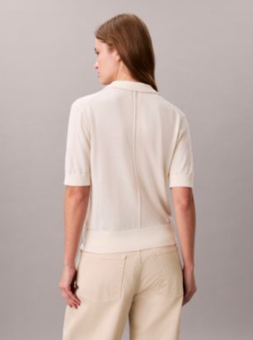 Calvin Klein - Áo len tay ngắn nữ Merino Wool Polo Sweater - 4