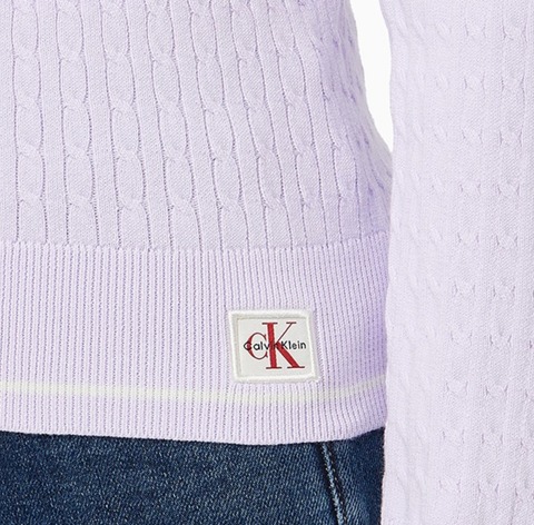 Calvin Klein - Áo Cardigan Nữ Long Sleeve Woven Label Cable Cardigan