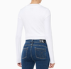 Calvin Klein - Áo Cardigan Nữ Long Sleeve Woven Label 2x2 Baby Rib