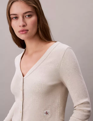 Calvin Klein - Áo Cardigan Nữ Cropped Ribbed Cotton Cardigan