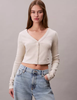 Calvin Klein - Áo Cardigan Nữ Cropped Ribbed Cotton Cardigan