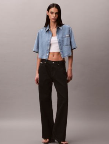 Calvin Klein - Áo Sơ Mi Nữ Vintage Boxy Cropped Denim Shirt