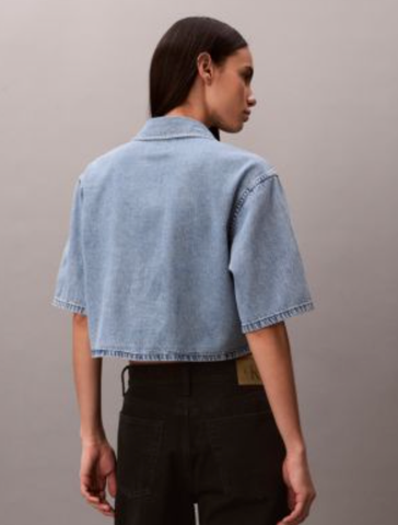 Calvin Klein - Áo Sơ Mi Nữ Vintage Boxy Cropped Denim Shirt