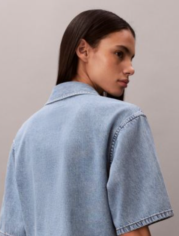 Calvin Klein - Áo Sơ Mi Nữ Vintage Boxy Cropped Denim Shirt