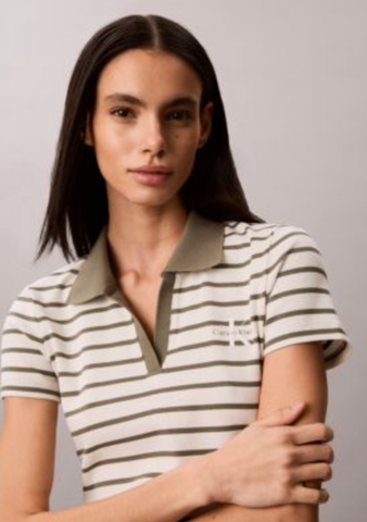 Calvin Klein - Đầm Polo Nữ Monologo Baby Rib Polo Mini Dress