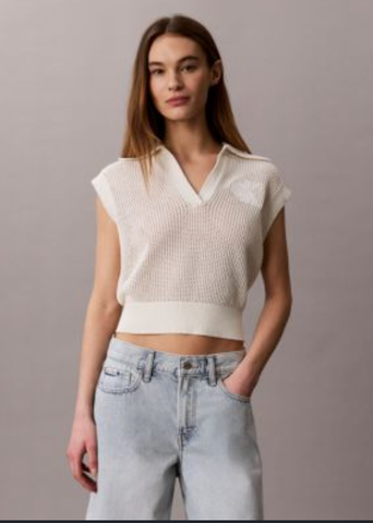 Calvin Klein - Áo Thun Ba Lỗ Nữ Monogram Crochet Cropped Top