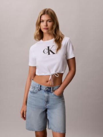 Calvin Klein - Áo Thun Tay Ngắn Nữ Monologo Cropped T-Shirt