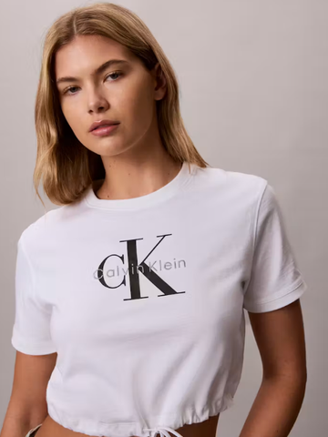 Calvin Klein - Áo Thun Tay Ngắn Nữ Monologo Cropped T-Shirt