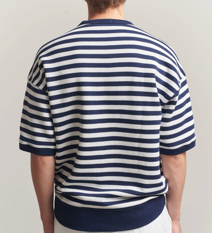 Ralph Lauren - Áo Sweater Nam Striped Short Sleeve Newport Navy/White