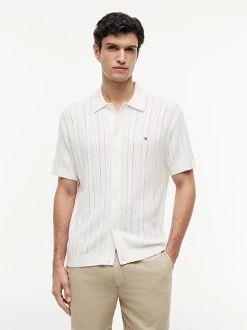 Tommy Hilfiger - Áo Sweater Nam Relaxed Pointelle Short Sleeve Shirt With Linen